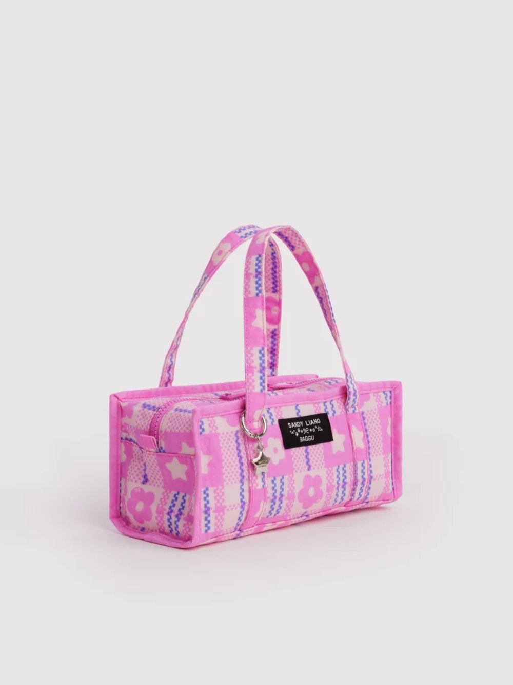 Baggu x Sandy Liang Mini Nylon Market Bag in Market Plaid Pink New with Tags NWT - Picture 7 of 11